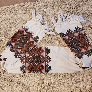 Aztec embroidered With Tassel Runner For Table
